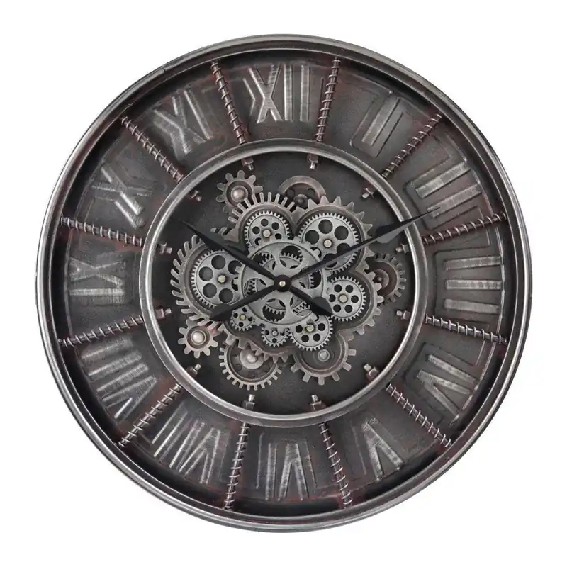 Top-Angebot Wanduhr offenes Zahnwerk-Design industrieller Metallrahmen markantes Vintage-Detail – BLACKPOOL | Sompex