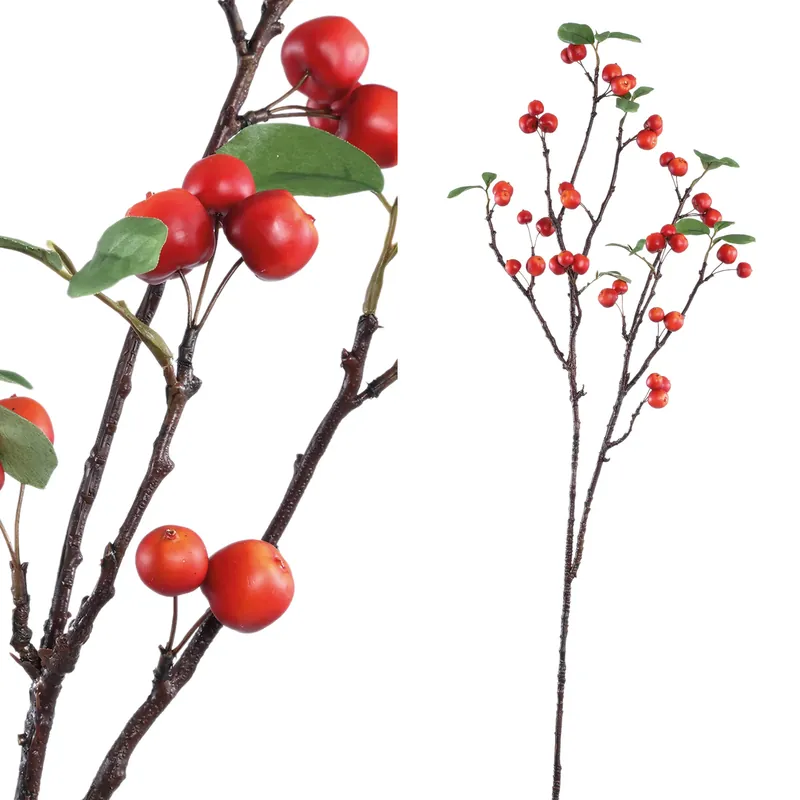 Schneller Versand Kunstpflanze – Apfel Design, Rote Farbgebung, Spray Form | PTMD