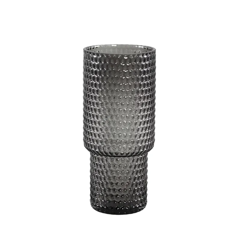 Top-Preis Vase – Geripptes Design, Graue Farbe, Glas Material, Hoch – Archie | PTMD