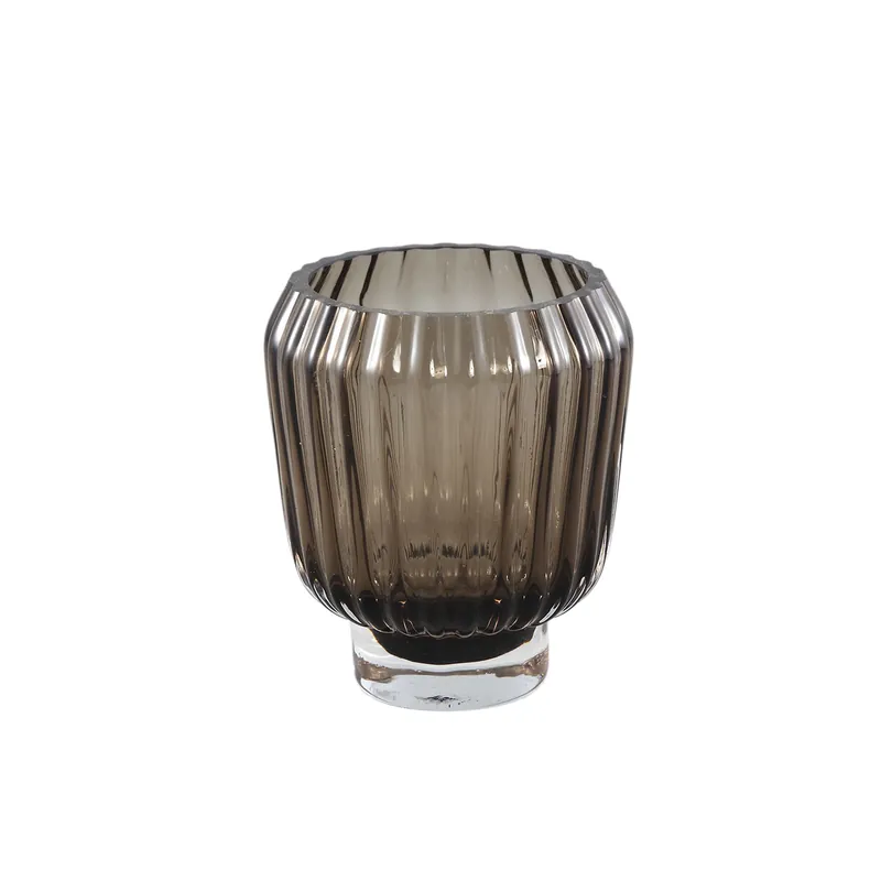 Neu Vase – Geripptes Design, Braune Farbe, Glas Material, S – Joyca | PTMD