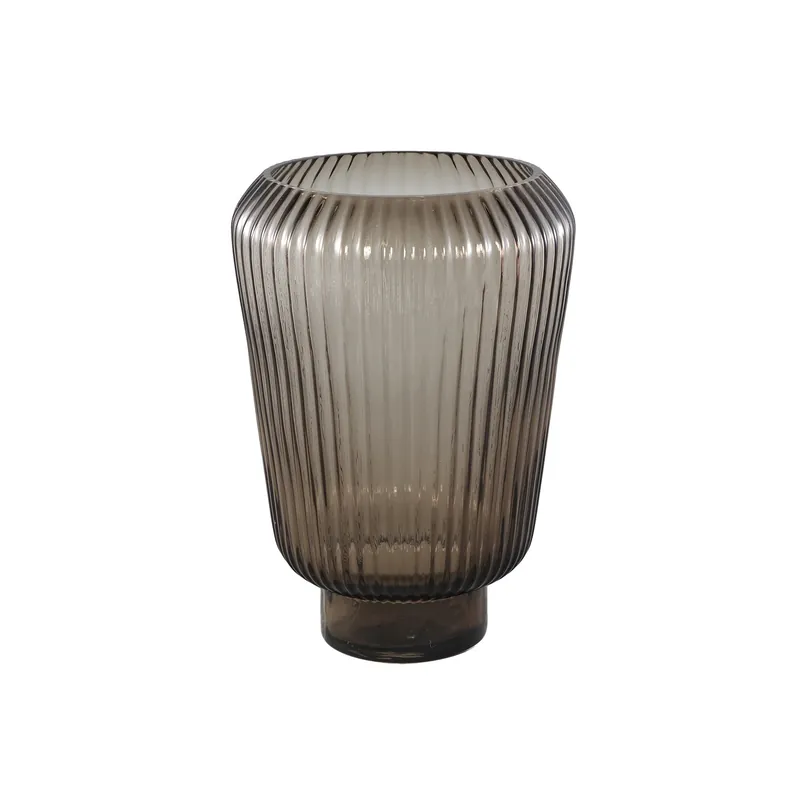 Top-Angebot Vase – Geripptes Design, Braune Farbe, Glas Material, L – Joyca | PTMD
