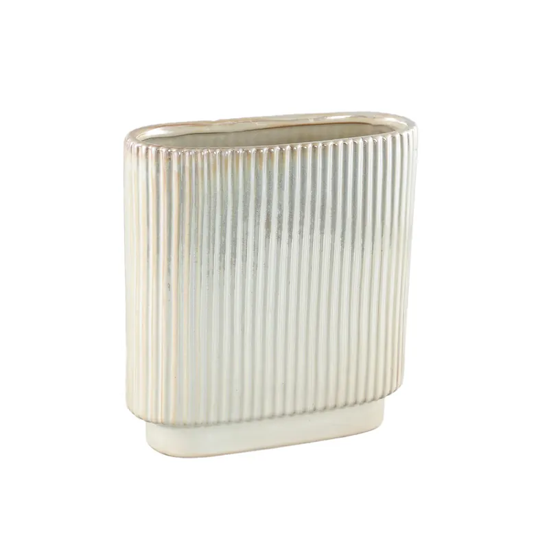 Topf – Perlenfarbe, Ovale Form, Keramik Material, M – Eviera | PTMD Meistverkauft