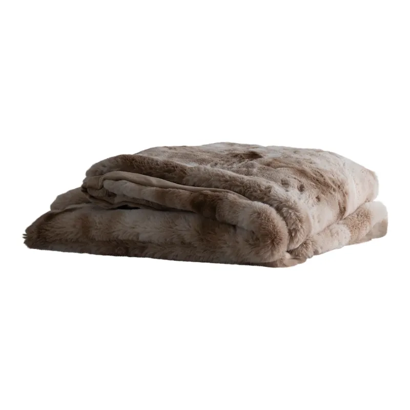 Rabatt Decke – Kunstfell, Flauschige Haptik, Großzügiges Design, Beige, 150x200 cm – Linde | PTMD