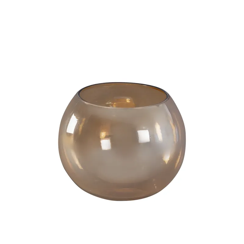 Top-Preis Teelichthalter – Glasdesign, Runde Form, Glasmaterial, Gold – Lenore | PTMD