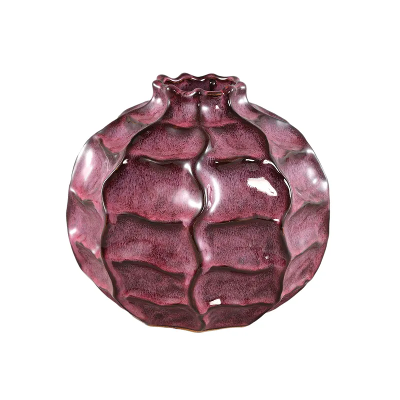 Jetzt Bestellen Vase – Rote Farbe, Keramik Material, Runde Form – Evys | PTMD