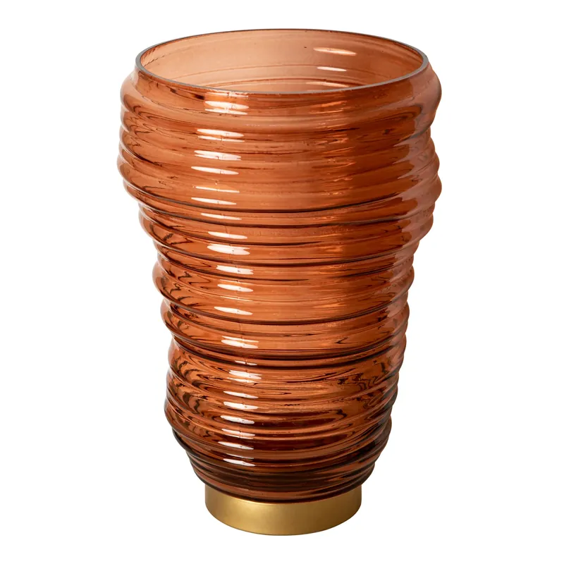 Markenware Windlicht aus Glas & Eisen mit Rillenstruktur & Swirl-Design L – Lane | PTMD