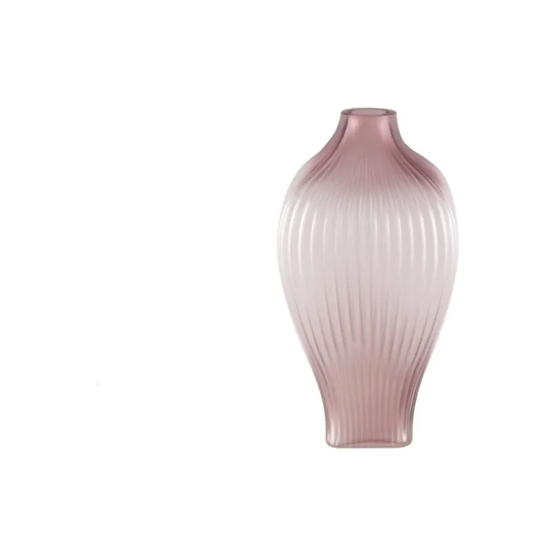 Vase – HellLila Farbe, Gerippte Struktur, Glas Material, Hoch – Halde | PTMD Begrenztes Angebot