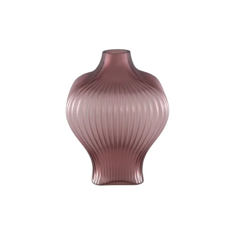 Vase – Lila Farbe, Gerippte Struktur, Glas Material, Breit – Halde | PTMD Preiswert