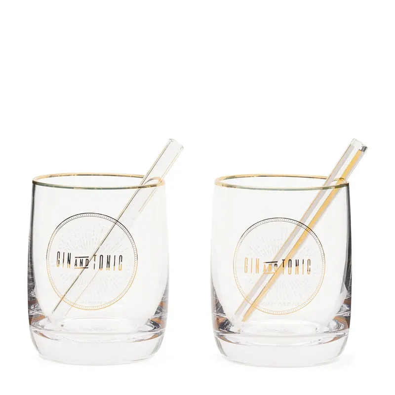 Gin & Tonic Glas Set mit Strohhalmen – Le Club | Rivièra Maison Sichere Zahlung