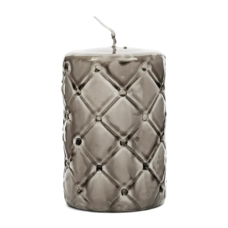 Stumpenkerze Beige, Rautenmuster, Paraffin (ØxH 7x10) - Pillar | Rivièra Maison Rabatt
