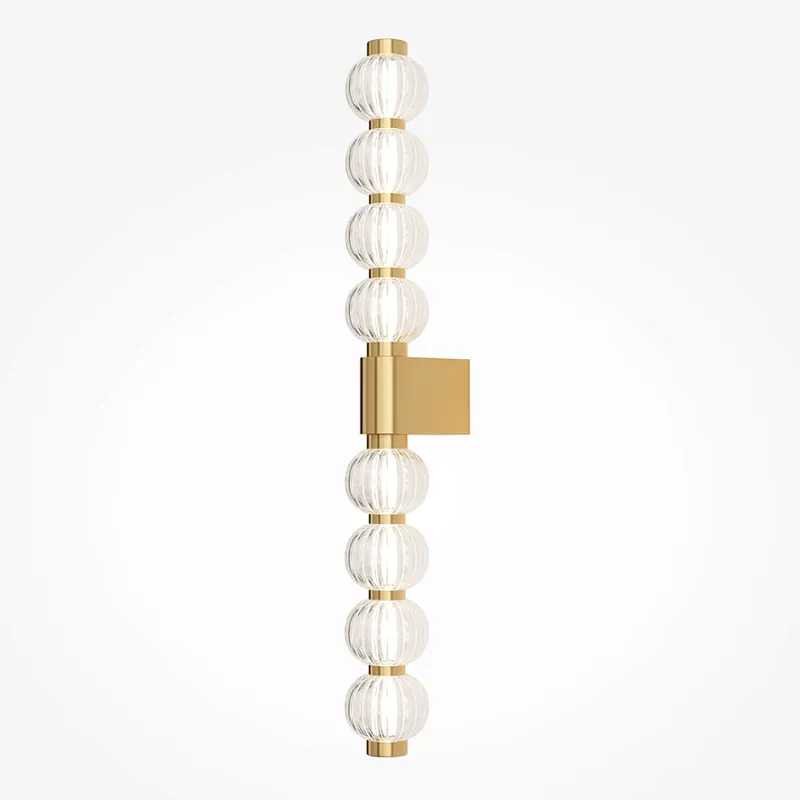 Schneller Versand Wandleuchte Gold, gerippte Glaskugeln, LED‑Modul 3000 K –Amulet