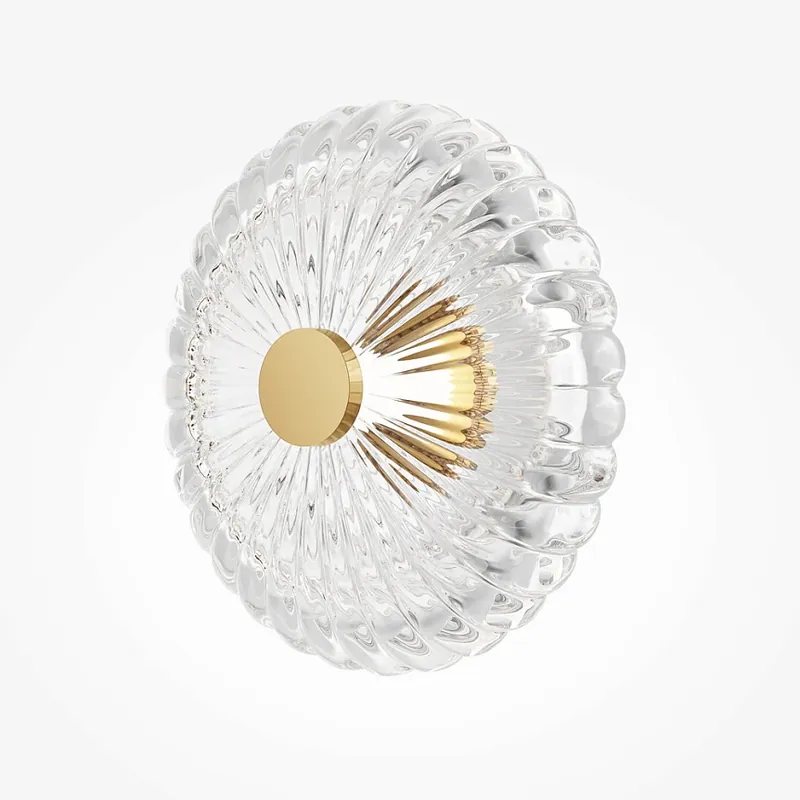 Highlight Wandleuchte Gold, gerippte Glaskugel, 8 W LED 3000 K –Amulet