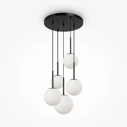 Expressversand Pendelleuchte Schwarzes Metall Mattweißes Glas Cluster-Design – Basic Form | Maytoni