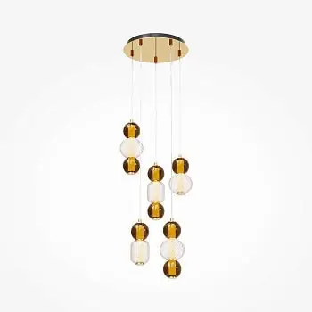 Nur Heute Pendelleuchte im breiten goldfarbenen Ringdesign mit LED dimmbar und höhenverstellbar – Drop | Maytoni