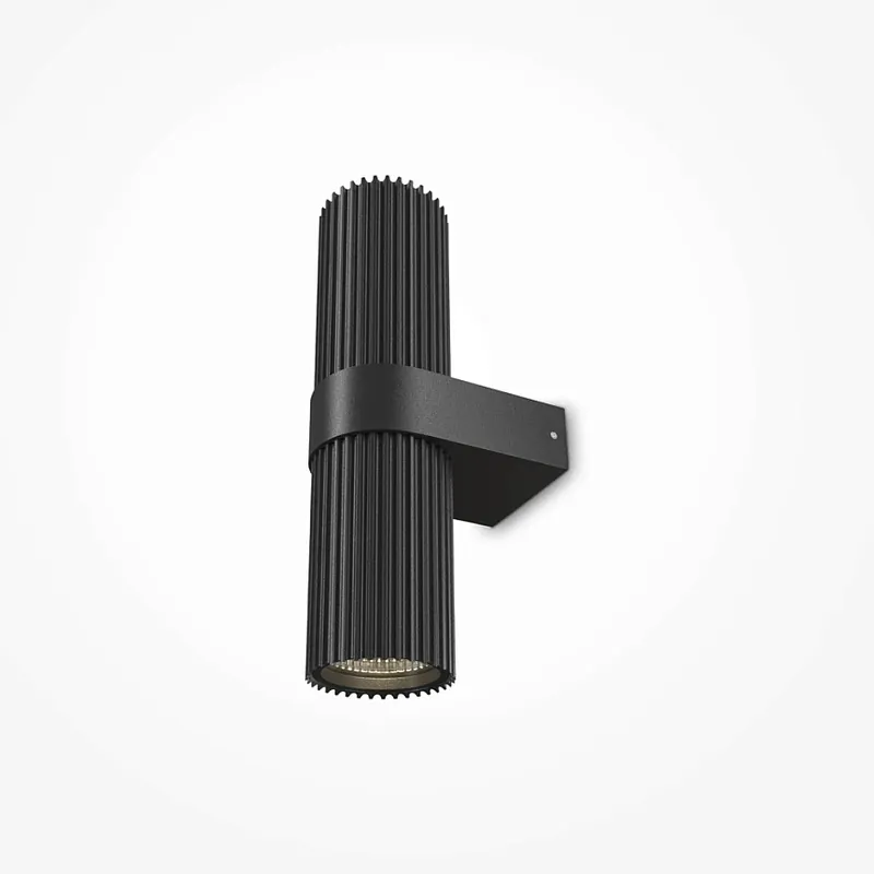 Heißes Angebot Wandleuchte Matt Schwarz, geriffeltes Aluminiumgehäuse, 2× GU10 LEDs – Dynamics | Maytoni