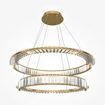 Pendelleuchte mit goldfarbener Metallbasis und asymmetrischer Kristalldekoration im luxuriösen Design – Krone | Maytoni Mega-Angebot