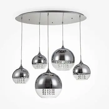Preis Gesenkt Pendelleuchte mit Nickel-Metallrahmen, transparentem Glas und Kristallakzenten im luxuriösen Design – Fermi | Maytoni