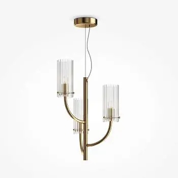 Pendelleuchte mit Messing-Finish und geriffelten Glasschirmen im eleganten Design – Arco | Maytoni Preisknaller