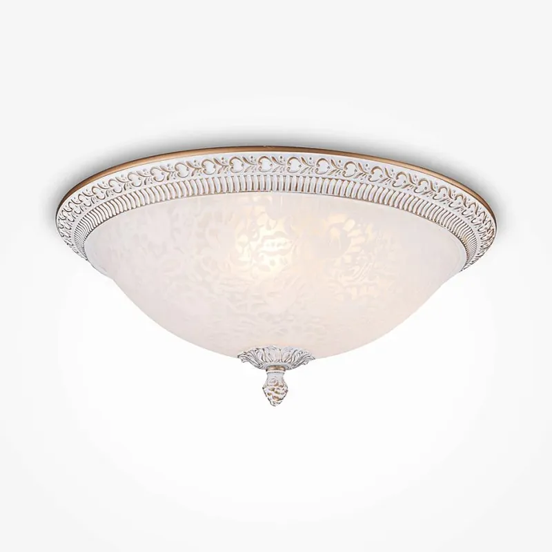 Deckenleuchte Weiß-Gold Sandgestrahlter Glasschirm 3× E27 – Pascal | Maytoni Mega-Angebot