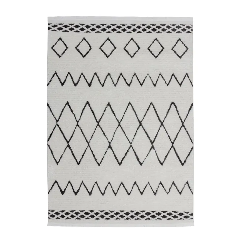 Versand Am Gleichen Tag Teppich Kurzflor Ethno-Muster Fransen Polypropylen/Polyester-Mix – Agadir 310 | Kayoom