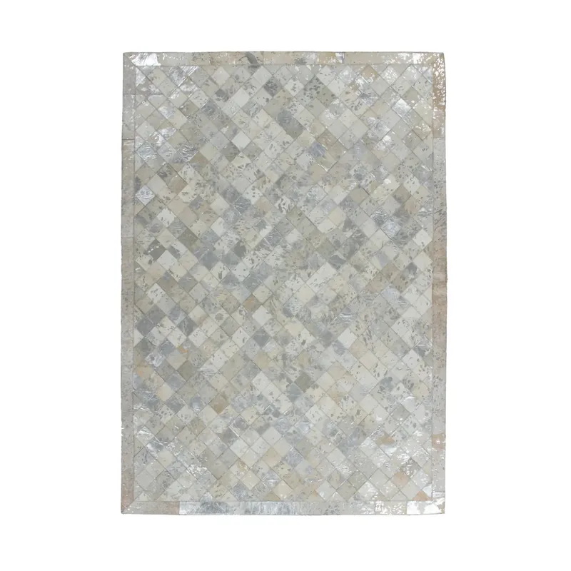 Markenprodukt Teppich Leder-Patchwork Handgefertigt Strapazierfähig – Lavish | Kayoom