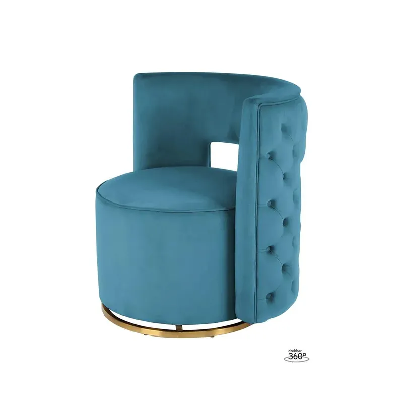 Sessel – Samtbezug, Zierknöpfe, Drehfunktion, Petrol Gold - Beverly | Kayoom Bestpreis