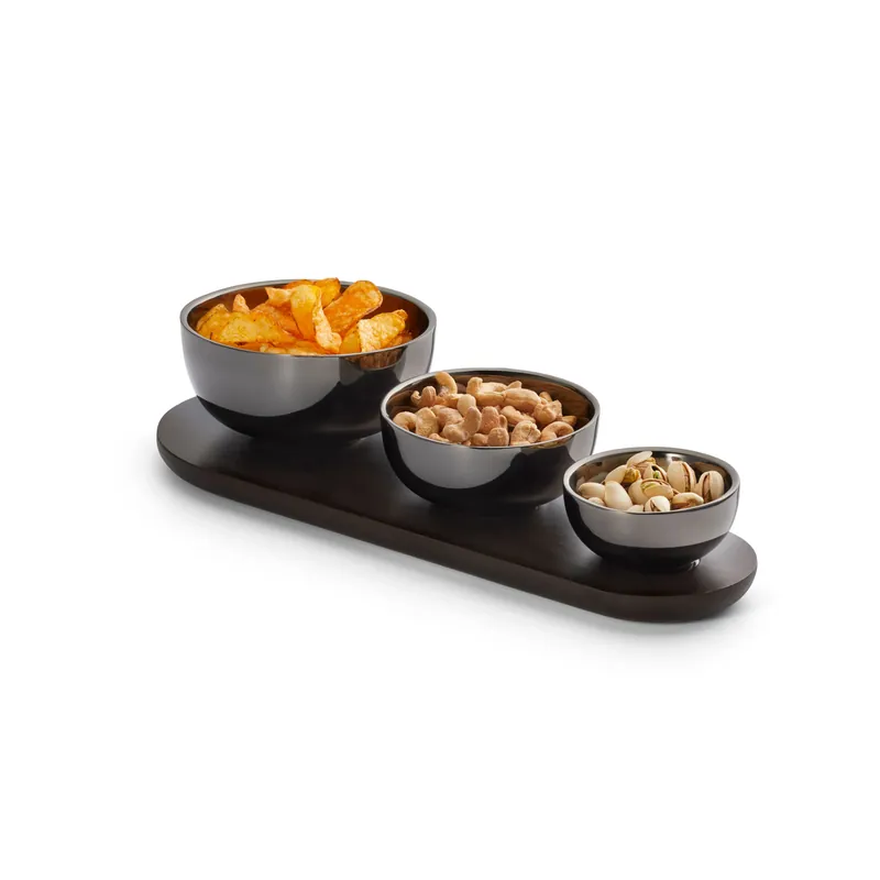 Knallerangebot Schale Doppelwandiger Edelstahl Mangoholz-Tablett Isolierend & Modern – Trio| Philippi