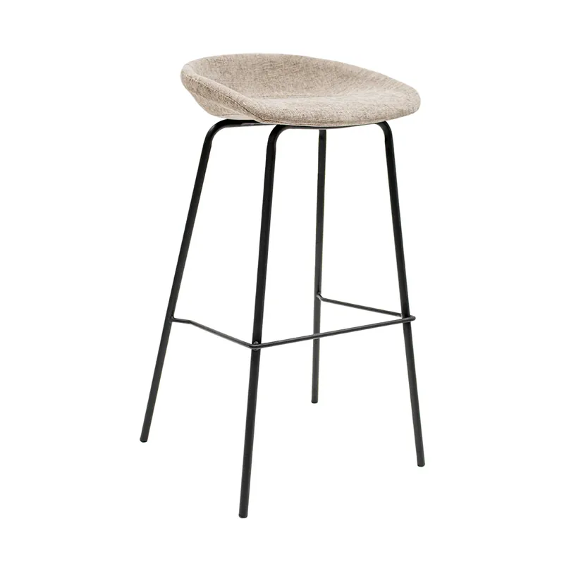Günstig Barhocker Strukturstoff-Bezug, Komfortable Sitzfläche, Schwarzes Metallgestell, Modernes Design – Riga| Kick Collection