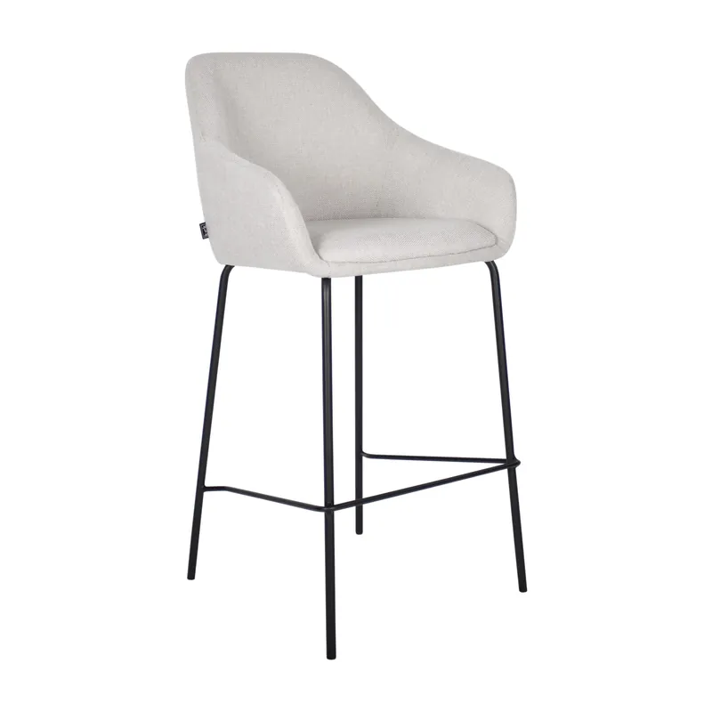 Sonderaktion Barhocker Texturstoff-Bezug, Armlehnen, Schwarzes Metallgestell, Komfortabler Sitz – Suus | Kick Collection