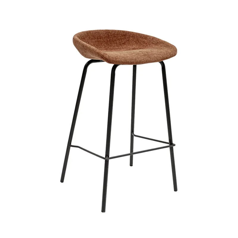Günstig Barhocker Weich gewebter Texture-Stoffbezug Robustes Schwarzes Metallgestell Komfortable Sitzfläche – Riga | Kick Collection