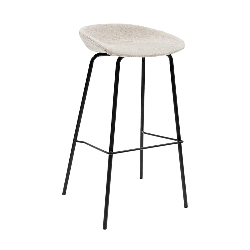 Meistverkauft Barhocker Weich gewebter Texture-Stoff Robustes Schwarzes Metallgestell Komfortable Sitzfläche – Riga | Kick Collection