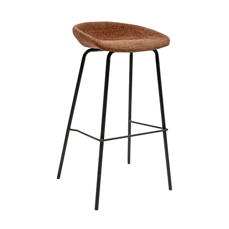 Ausverkauf Barhocker Terra Texture-Stoff Schwarzes Metallgestell Komfortable Sitzpolster – Riga | Kick Collection