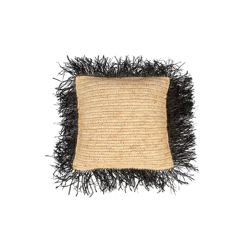 Sonderaktion Kissenbezug – Handgewebte Raffia, Markante Textur, Boho-Design – Bazar Bizar Antwerp