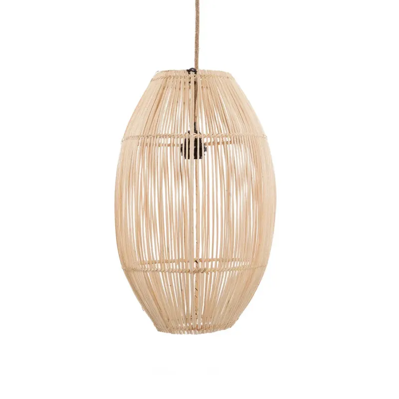 Pendelleuchte – Handgeflochtenes Rattan, Zylindrische Form, Natürliche Struktur, M – Zuri | Bazar Bizar Antwerp Versand Am Gleichen Tag