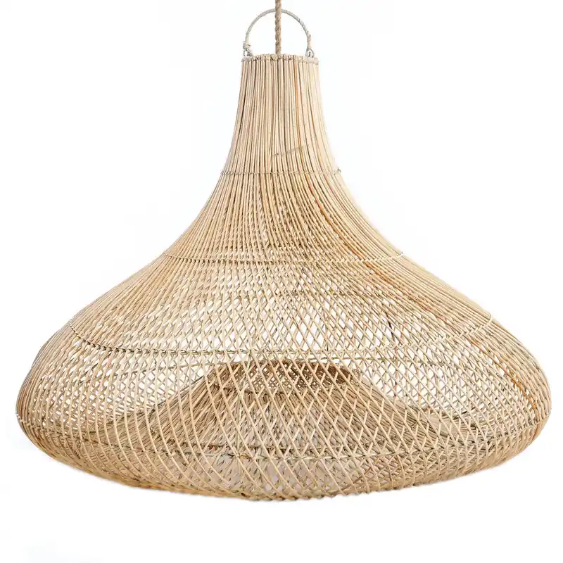 Pendelleuchte – Handgeflochtenes Rattan, Glockenform Design, Warme Lichtwirkung, XL – Shala | Bazar Bizar Antwerp Aktuell