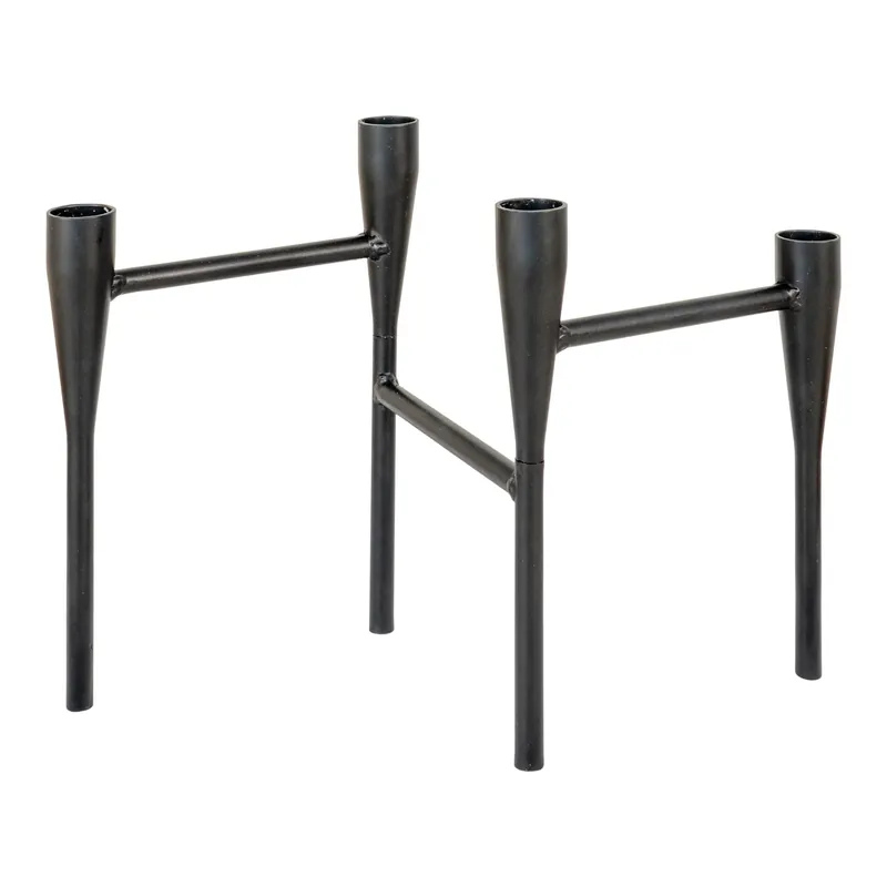 Sichere Zahlung Kerzenständer – schwarzer Stahl, lineare Silhouette, matte Oberfläche | House Nordic