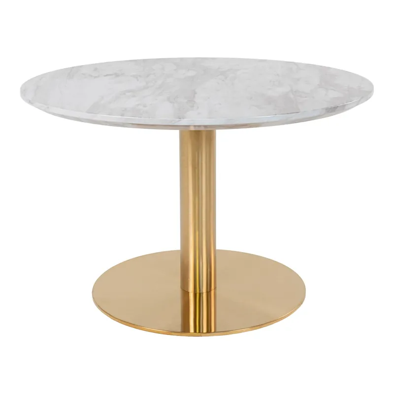 Couchtisch – Marmor Optik, Messing Gestell, Runde Form – Bolzano | House Nordic Markenware