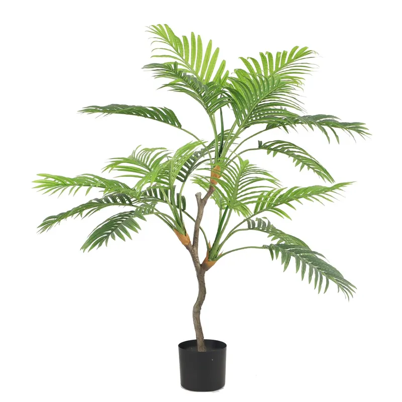 Kunstpflanze - Realistische Palmenblätter, Pflegefrei, Tropischer Look (120 cm) – Mini Palme | Neverleafs Angebot