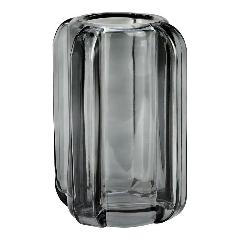 Vase aus grauem Glas mit minimalistischem Stil glatter Oberfläche & dekorativem Design | Wurm Neuheit