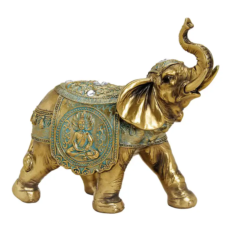 Aktuell Dekofigur Elefant aus goldfarbenem Polyresin mit modernem Design | Wurm