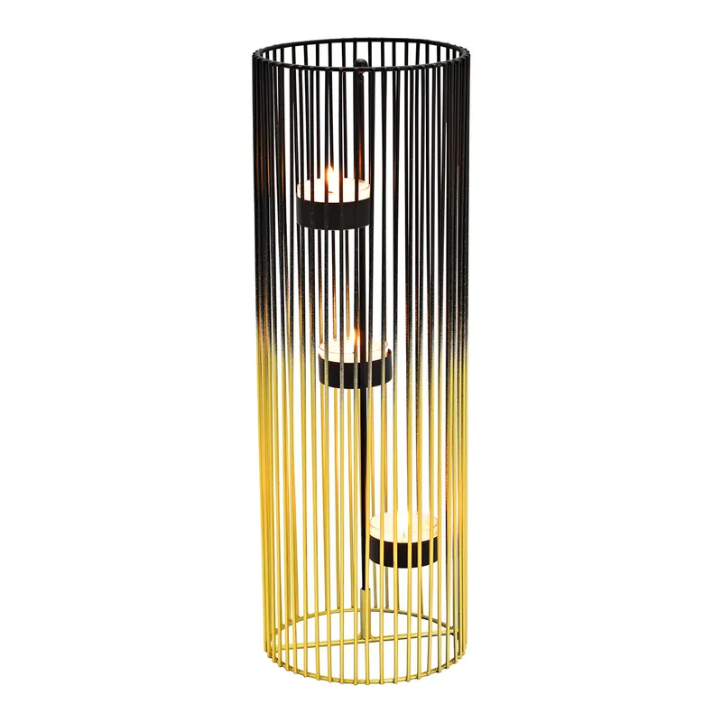 Teelichthalter für 3 Teelichter aus schwarz-goldenem Metall & modernem Design | Wurm Mega-Angebot