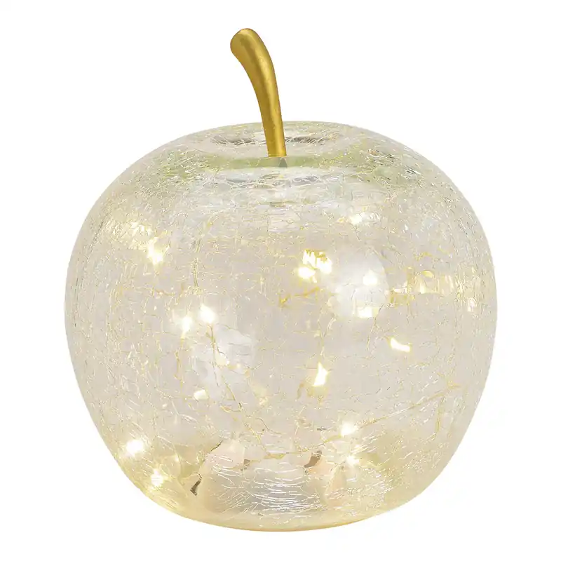 Dekoobjekt Apfel mit 20 LEDs transparentem Glas Timer-Funktion & stimmungsvollem Licht | Wurm Neu Im Sortiment
