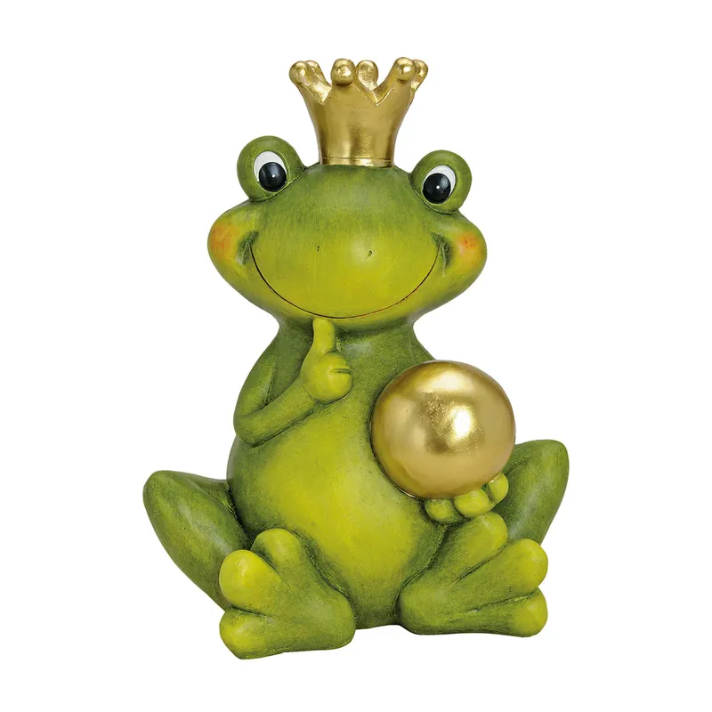 Dekofigur – Keramik, Froschkönig mit Goldkugel | Wurm Saisonangebot