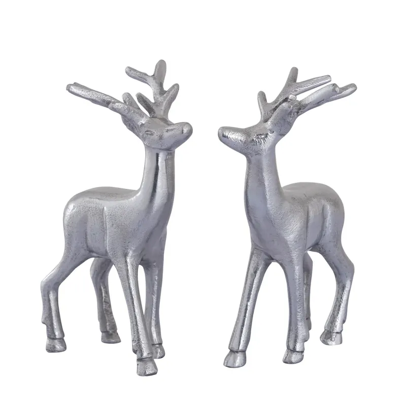Dekofigur - Hirsch aus Aluminium, silberfarben, edel glänzend & weihnachtlich | MVG Voglrieder Solange Der Vorrat Reicht