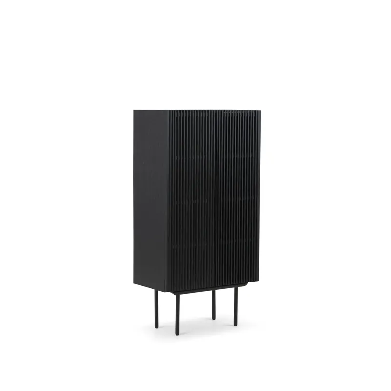 Highboard – Schräges Eichenlamellen-Design, Soft-Close-Scharniere, Verstellbare Einlegeböden – Louvre | Njordec Top-Seller