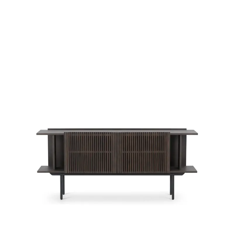 Neue Ware Sideboard - Eichenlamellen Rauchbraun Metallfüße, XL – Louvre | Njordec