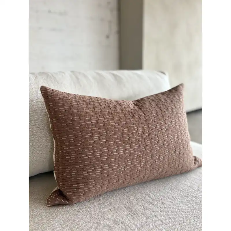 Bestpreis Kissenbezug – Zweifarbiges Steppdesign, Bio-Baumwolle, Wendbares Design, Verdeckter Reißverschluss – Olivia | Studio Femme Home