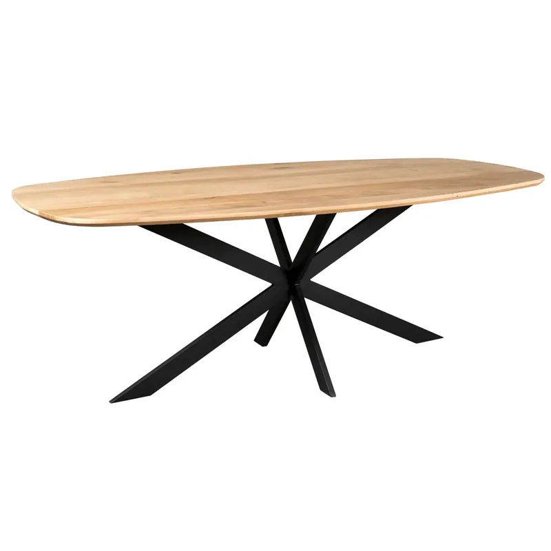 Highlight Esszimmertisch - Eiche Natur, Metallgestell, Oval Form, 280 cm – Ferris | Starfurn