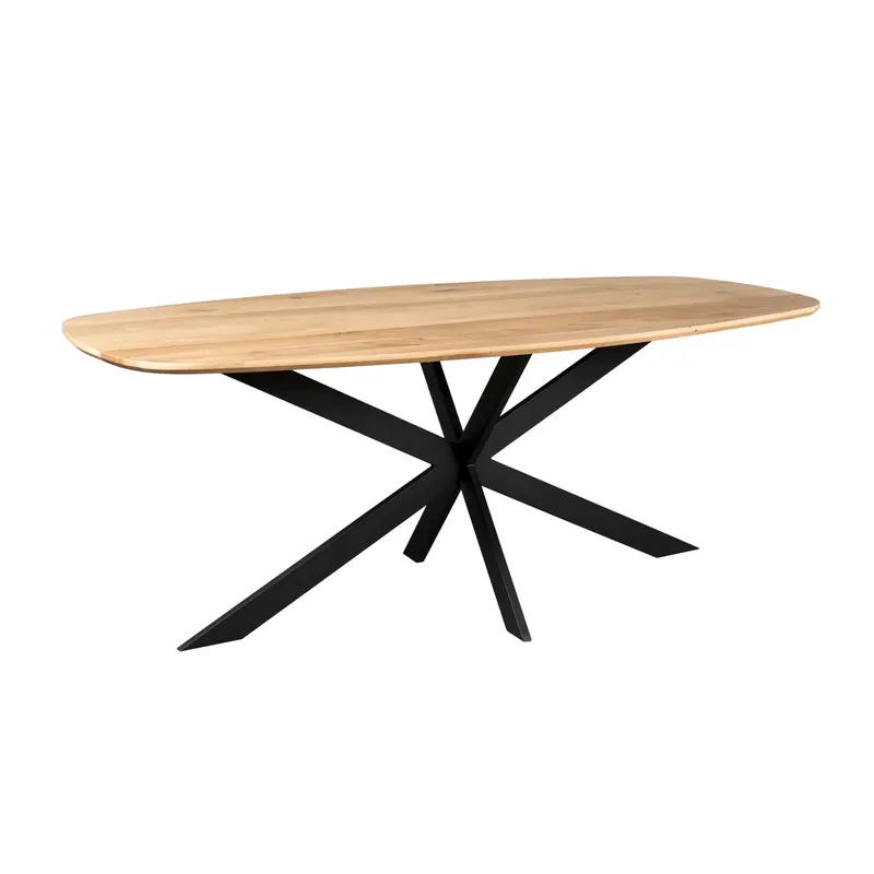 Direktkauf Esszimmertisch - Eiche Natur, Metallgestell, Oval Form, 180 cm – Ferris | Starfurn
