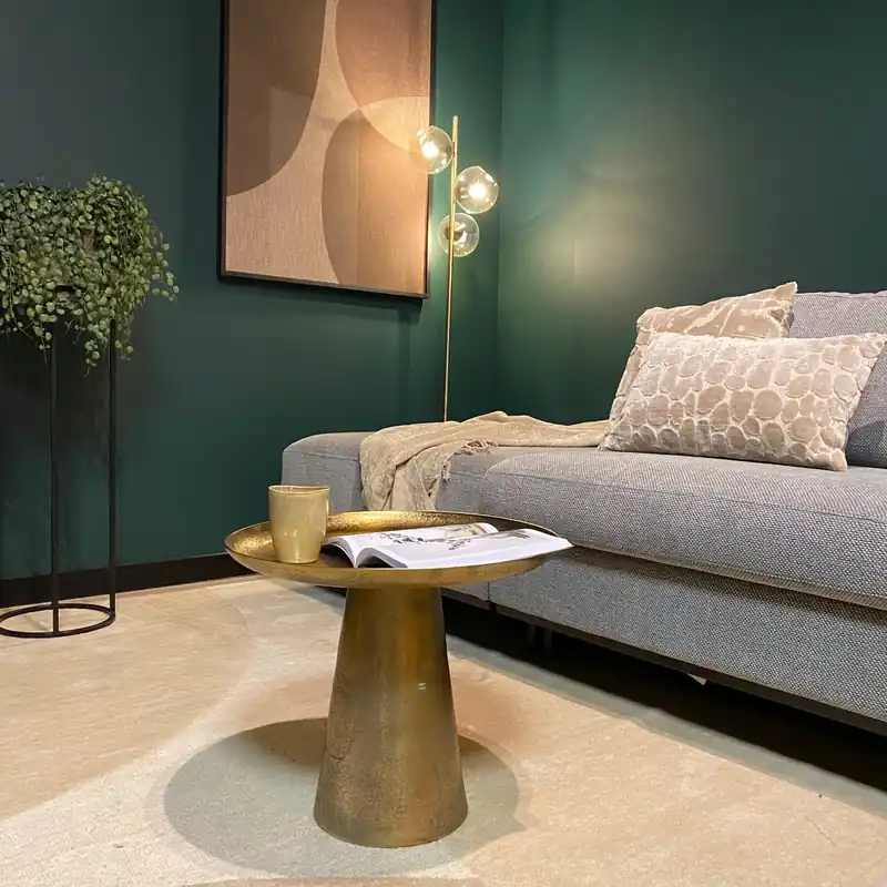 Couchtisch – Aluminium Material, Rundes Design, Antik Goldfinish, M – Daisy | Starfurn Must-Have